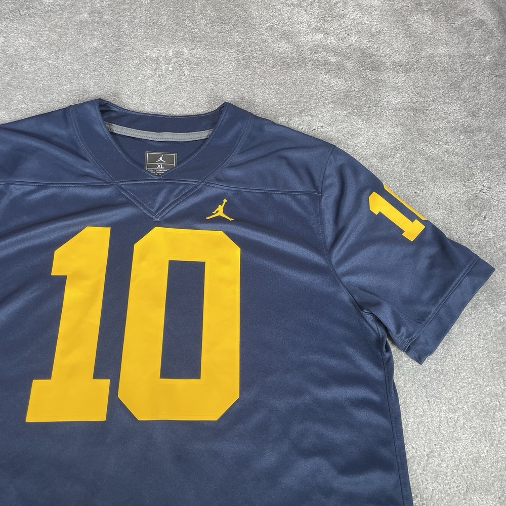 Nike Air Jordan Tom Brady Michigan Wolverines #10 Jersey Mens Xl Blue Dri Fit
